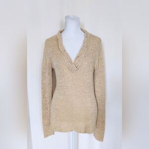 Willi Smith Cowl Neck Long Sleeve Knit Sweater Beige Size Small